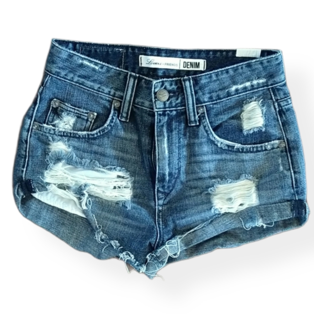 Lovers + friends denim distressed jean shorts